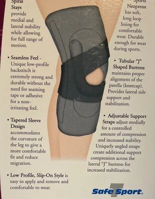 FLA Estabilizador de Rodilla Lateral "J" Forma de Contrafuerte (Negro) Pierna Derecha 2X-Grande Foto 1 de 4