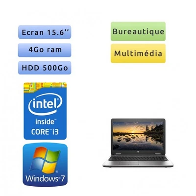 Occasion - HP ProBook 650 G2 - Windows 7 - i3 4Go 500Go - 15.6 - Webcam - Ordina - Photo 1/3
