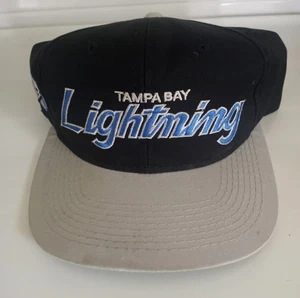 VINTAGE Tampa Bay Lightning Hat Cap Snap Back Script Sports Specialties Mens 90s - Picture 1 of 7
