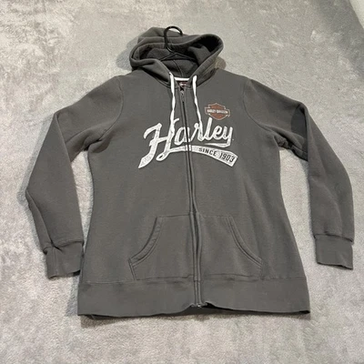 Harley-Davidson Hoodie Womens Large Gray Full Zip Bourbon Street New Orleans LA - Image 1 of 4