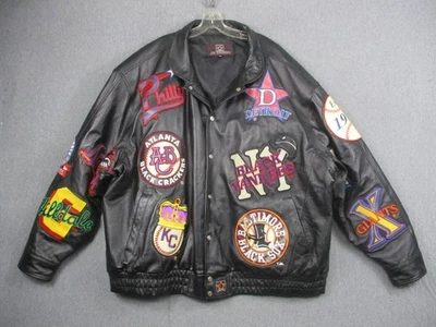Chaqueta de Ligas Negras para Hombres 5XL Negro Parche de Cuero de Béisbol Abrigo de Bombardero por Todas Partes Foto 1 de 4