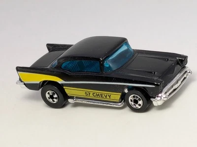 Vintage 1976 Hot Wheels 57 Chevy Black Hong Kong HK 1957 Bel Air Blackwall - Image 1 of 4