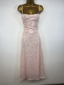 Soft Pink Dress Floral Lace Maxi Low Square Neck Floaty Strappy S UK 8/10 - Picture 1 of 12