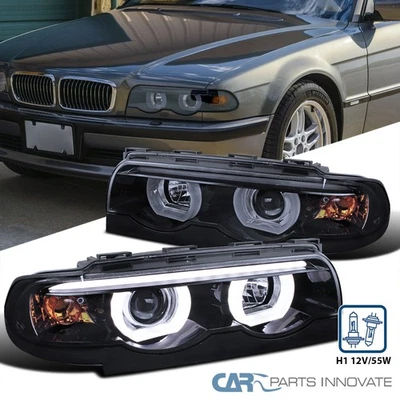 Fits 1995-2001 BMW E38 7-Series 740i 750iL LED Halo Projector Headlights Lamps Foto 1 de 4