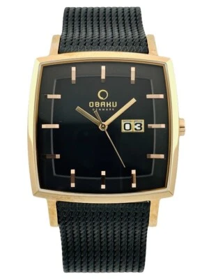 Мужские часы Obaku Denmark V134GVBMB розовое золото черная сетка ремешок из нержавеющей стали - Изображение 1 из 4