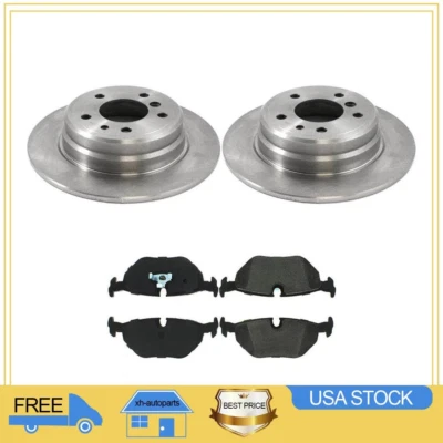 Juego de pares de rotores de freno traseros y pastillas de freno metálicas para BMW 525i XH 1991-1995 Foto 1 de 4