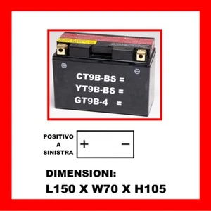 BATTERIA MOTO 12V 8AH CT9B-BS = YT9B-BS = GT9B-4 - Imagen 1 de 1