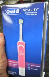 NUEVO - CAJA ABIERTA!! Cepillo de dientes recargable Oral-B Vitality blanco rosa * ¡ENVÍO GRATUITO! - Imagen 1 de 1