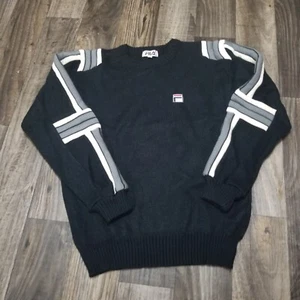 Vintage Fila Long Sleeve Sweater (circa 1980s) Medium Black/Gray - Picture 1 of 15