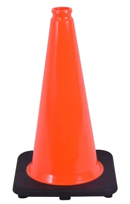 OrangeGear® 18" 3 lb. Black Base Orange PVC Traffic Safety Cone - Image 1 of 4