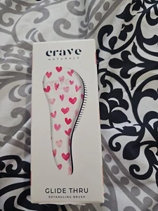 crave naturals glide thru detangling brush White With Pink Hearts - Picture 1 of 4