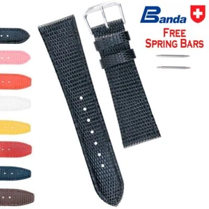 Banda Premium Grade Calfskin Lizard Grain Leather Watch Bands (Sizes 8 - 22mm) - Picture 1 of 10