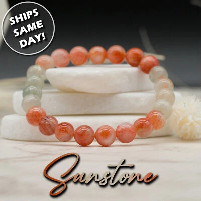 Pulseira de contas redonda pedra do sol 8 mm joia de cristal presente berloque de cura espiritual - Imagem 1 de 4