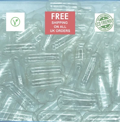 Empty  Pullulan Capsules size 000,00,0,1 Self Fill Organic Vegan Premium Quality - Image 1 of 4