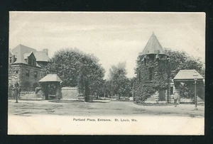 Portland Place Eingang, St. Louis Missouri Straßenszene Postkarte - Bild 1 von 3