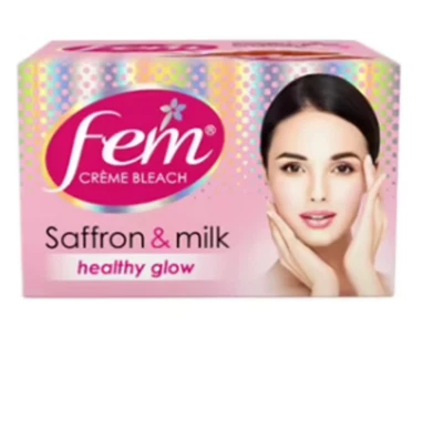 Natural Fem Saffron & Milk Healthy Glow Creme Bleach Glowing Skin Fairnes( 24gm) - Image 1 of 4