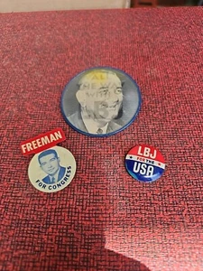 1964 Lyndon Bay Johnson Political Campaign Lenticular Button Vari-Vue TDBR Lot - Picture 1 of 4