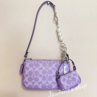 NWT Coach Nolita 19 In Signature Canvas CW426 purple Iris +charm OPT - Image 1 of 2