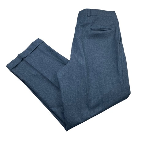 Pantalone elegante vintage Burberry uomo 100% lana flanella plissettato grigio • 36x30