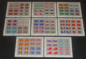 Banderas Naciones Unidas 1997-2001 Juego de 8 hojas de 16 VF NH - Imagen 1 de 1