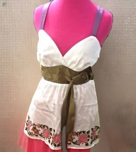 Y2K Vintage NWT Voom By Joy Han Floral Tie Waist Silk Sleeveless Cami Top-Medium - Picture 1 of 7
