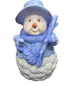 Statuina vintage in resina ceramica pupazzo di neve natalizio Mrs. Frosty - Foto 1 di 6