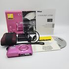 Nikon COOLPIX S3700 Pink 20.1MP 8x Wi-Fi Digital Camera Case Charger Software