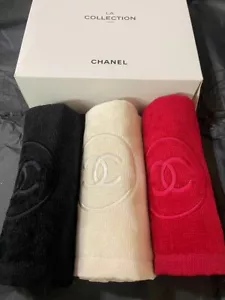Chanel towel LA COLLECTION Set of 3 Red Black White 30cm×30cm Hand towel - Picture 1 of 4