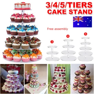 5 Tier Acrylic Cake Stand Rack Tower Display Holder Tray Wedding Birthday Decor - Picture 1 of 12
