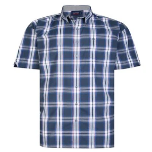 Espionage Hombre Talla Grande Camisa de Cuadros Manga Corta en Carbón Azul 2XLA - Imagen 1 de 1