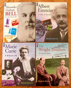 Lot 4 KIDS CAN PRESS BIOGRAPHIES Curie Einstein Wright Bros Graham Bell VGC L1 - Imagen 1 de 1