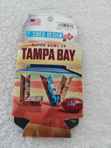 SUPERBOWL LV 55 Tampa Bay Buccaneers NFL Can Beer Cooler 2 Sided Flip Football Cover