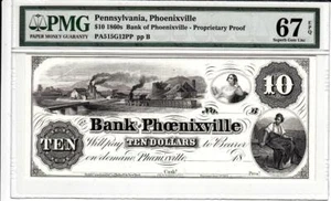 10 $ Phoenixville, PA - Bank of Phoenixville proprietär Proof PMG 67 - ATEMBERAUBEND! - Bild 1 von 1
