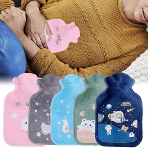 Soft Mini Hot-Water Bag Bottle With Plush Cover Warm Fluffy Faux Warmer best - Picture 1 of 9