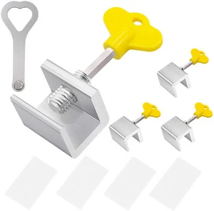 4Sets Sliding Window Locks Stop Aluminum Alloy Door Frame Security Lock with Key - Picture 1 of 5