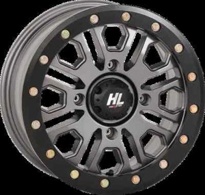 HL23 Wheel Gun Metal Gray 15x7 4/137 5+2 +38mm Honda Pioneer 1000 16-22 - Picture 1 of 5