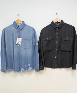 Pretty Little Thing bundle pack x 2 size 8 Denim Shirts - Picture 1 of 3