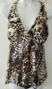 Croft & Barrow Swimsuit Swim One-Piece Black Brown Animal Print Plus MSRP $99 - Picture 1 of 4