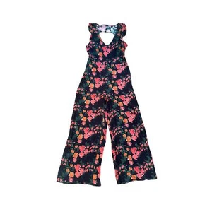 Women XS Anthropologie Plenty Tracy Reese Laurette V-Neck Black Floral Jumpsuit - Picture 1 of 6