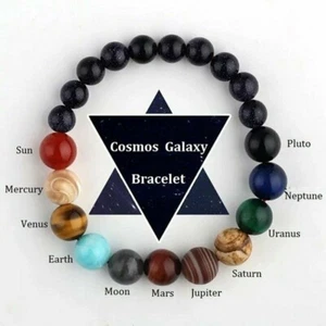 7 Chakra Crystal -Solar System Natural Stone Healing MENS Stone Bracelet - Picture 1 of 3
