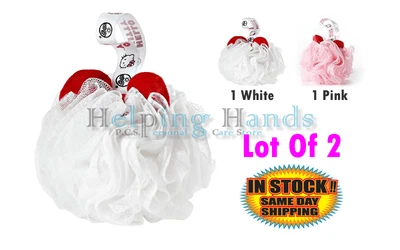 2 Hello Kitty Exfoliating Body Sponge Loofah Earth Therapeutics White & Pink