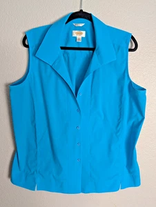 Talbots ärmellose Bluse Damen 18W hell türkis knitterarm Stretch Top - Bild 1 von 6