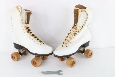 Patines cuádruples vintage 1914 Chicago para mujer 7 cuero envejecido blancos EE. UU. Foto 1 de 4