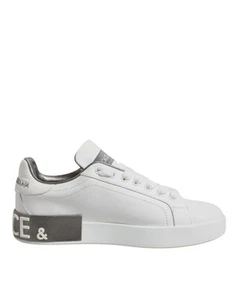 Dolce & Gabbana Zapatillas bajas de cuero blanco gris zapatos para mujer auténticos - Imagen 1 de 6