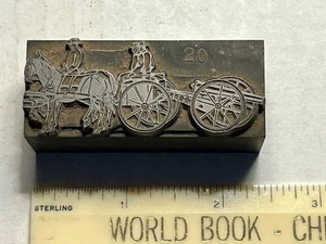 Vintage Letterpress Printing Block Horse Drawn Carraige and Cannon Lead - Picture 1 of 4