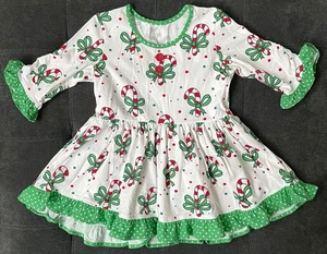 Eleanor Rose 10/12 Bastón de Caramelo Navidad Volantes Top Botones Rojos - Imagen 1 de 9