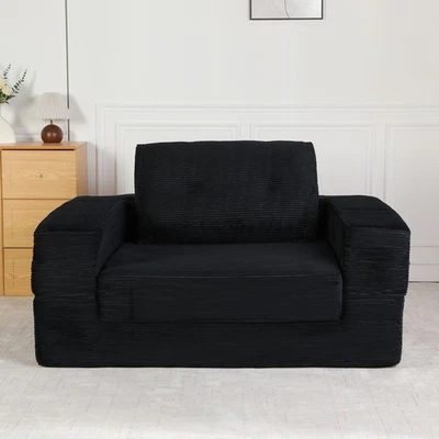 Corduroy Human Dog Sofa Bed w/ Pillow, Black, No Assembly Needed - Image 1 of 4
