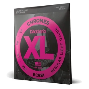 D'Addario XL Chromes 45-100 Flat Wound Strings - Luxurious Tone for Bass Guitar - Picture 1 of 8