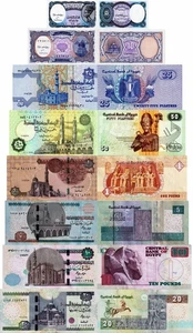 EGITTO - Egypt Lotto 8 banconote 5p/10p/25p/50p/1/5/10/20 pounds FDS - UNC - Imagen 1 de 1