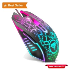 Customizable Wired Gaming Mouse with 4 DPI Settings - Ambidextrous & Ergonomic